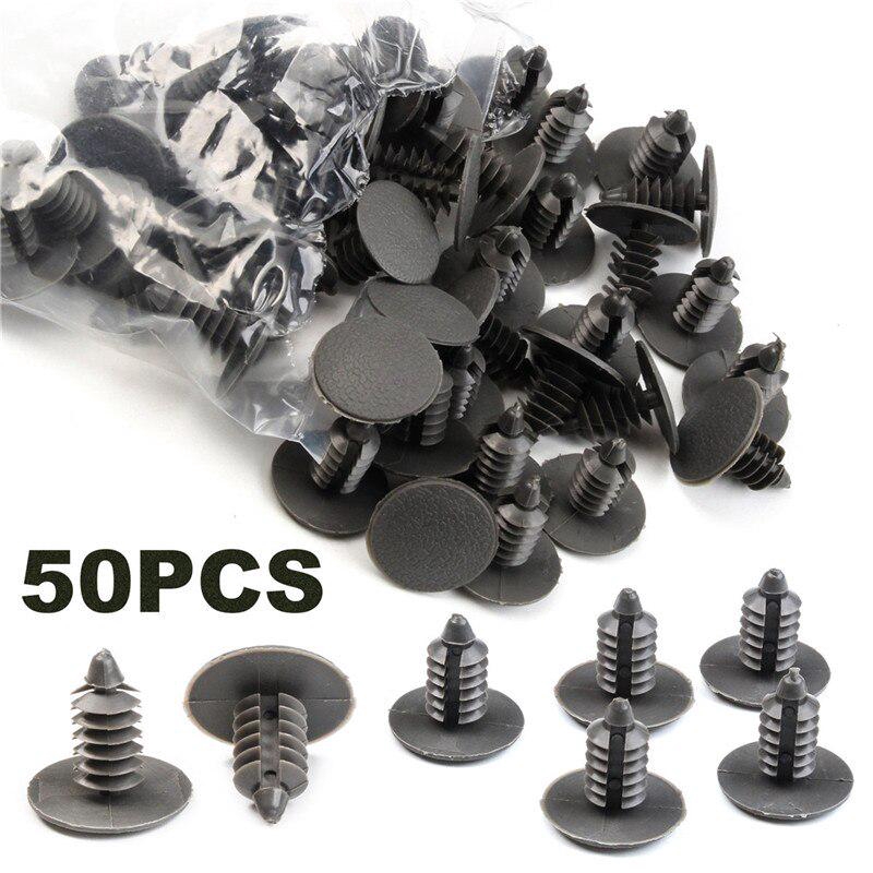 50 PCS Universal Black Plastic Clip Rivets Auto Interior Car Rivet 6 ...