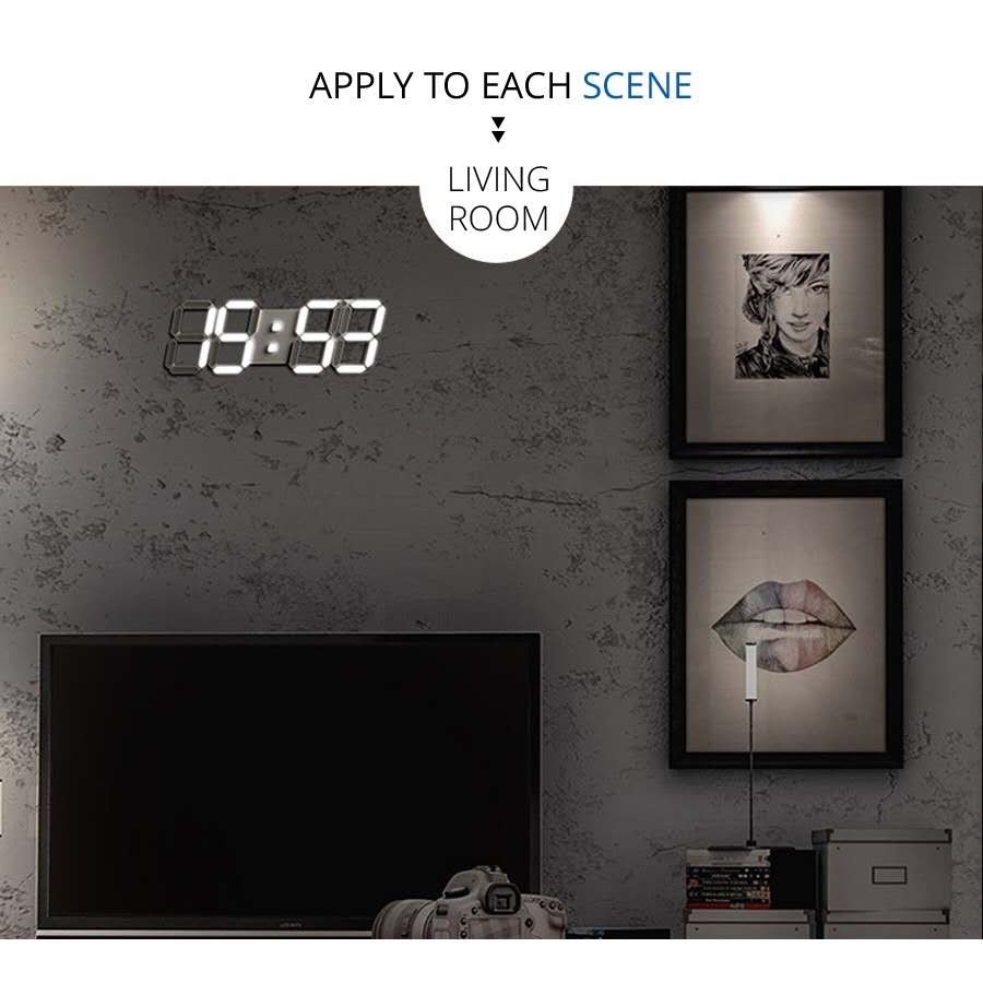 SW_ 3D LED Wall Clock Modern Digital Table Desktop Alarm Clock ...