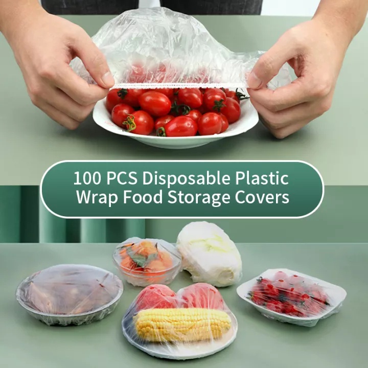 100pcs/1 Set Reusable Disposable Plastic Wrap Cover Food Cover