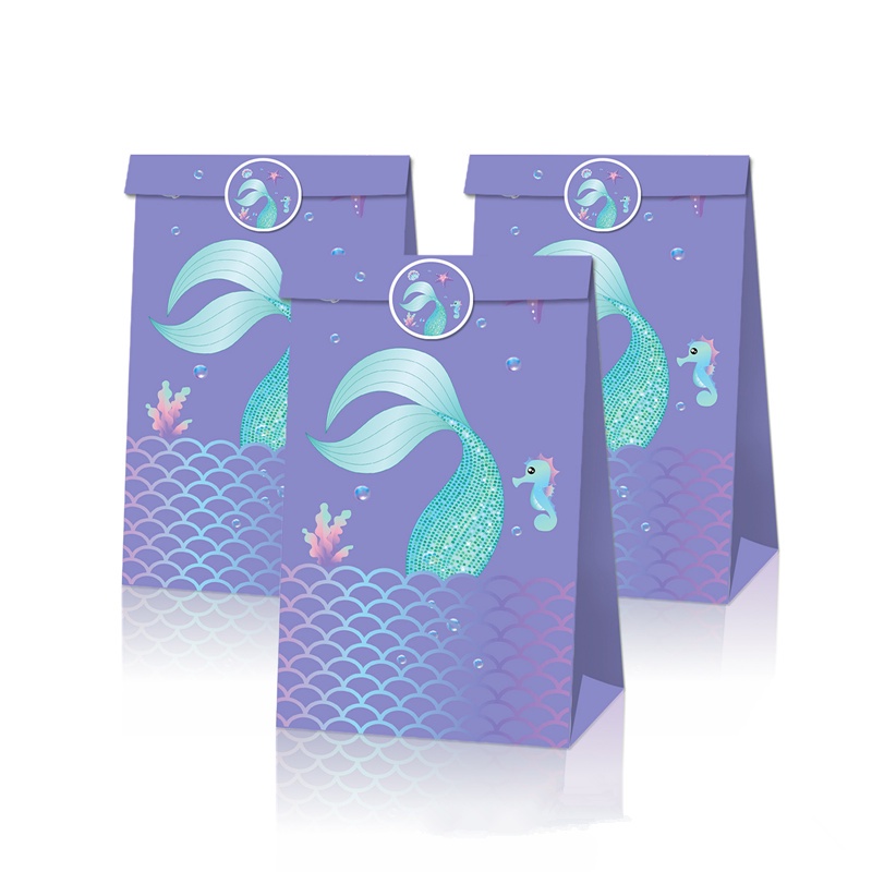 12pcs Kraft Paper Mermaid Tail Candy Boxes Chocolate Gift Bag Mermaid ...