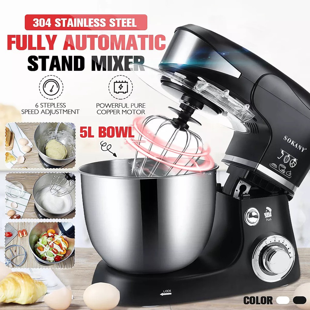 12L Stand Mixer Kitchen Aid Food Blender Cream Whisk Cake Dough Mixers With  Bowl Stainless Steel