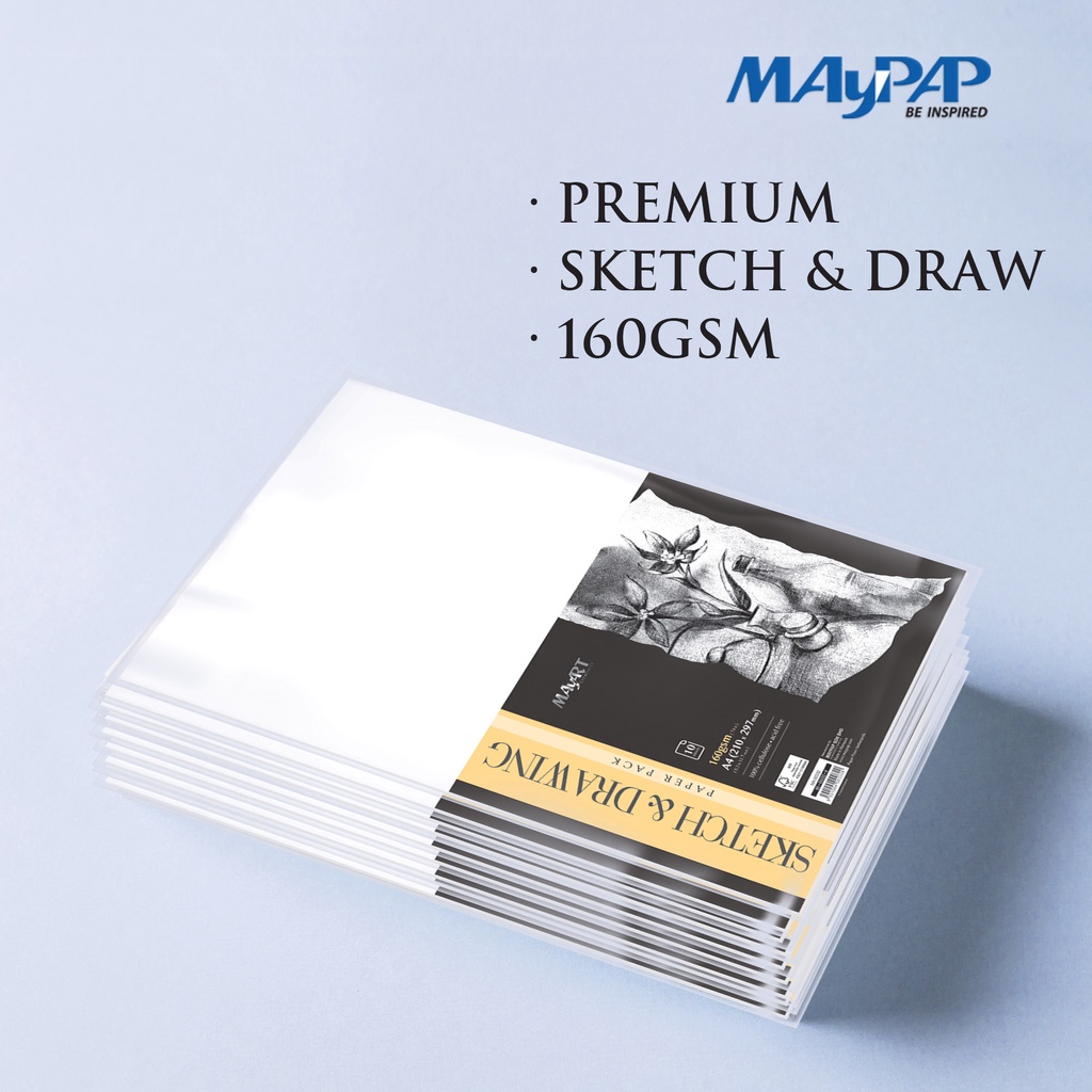 MayArt Premium Sketch & Drawing Paper Pack 160gsm / 10shts | Shopee