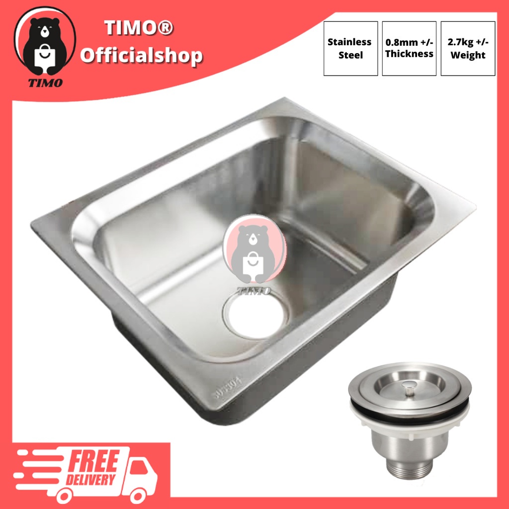 [ SUS 304 PREMIUM ] Stainless Steel Single Bowl Kitchen Sink ( Size ...