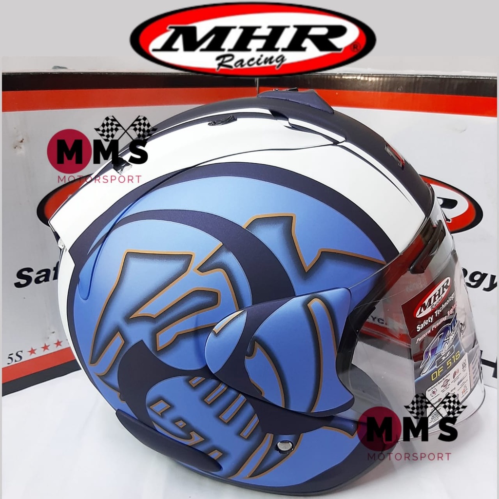 Special Offer MHR Racing Helmet Ram 3 Kudo Matt Blue Open Face Helmet Size L Shopee Malaysia