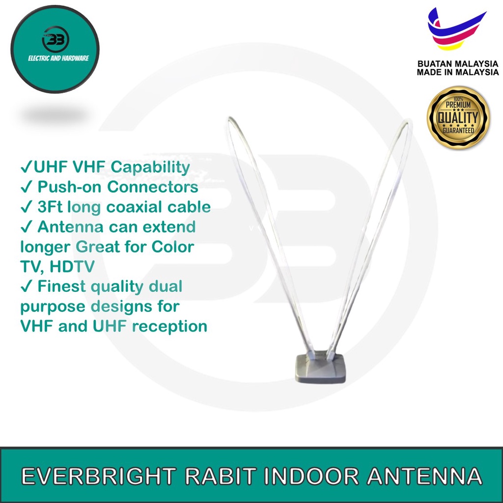 EVER BRIGHT TV INDOOR ANTENNA (RABBIT) SHARPENS COLOR PICTURE & HIGH ...