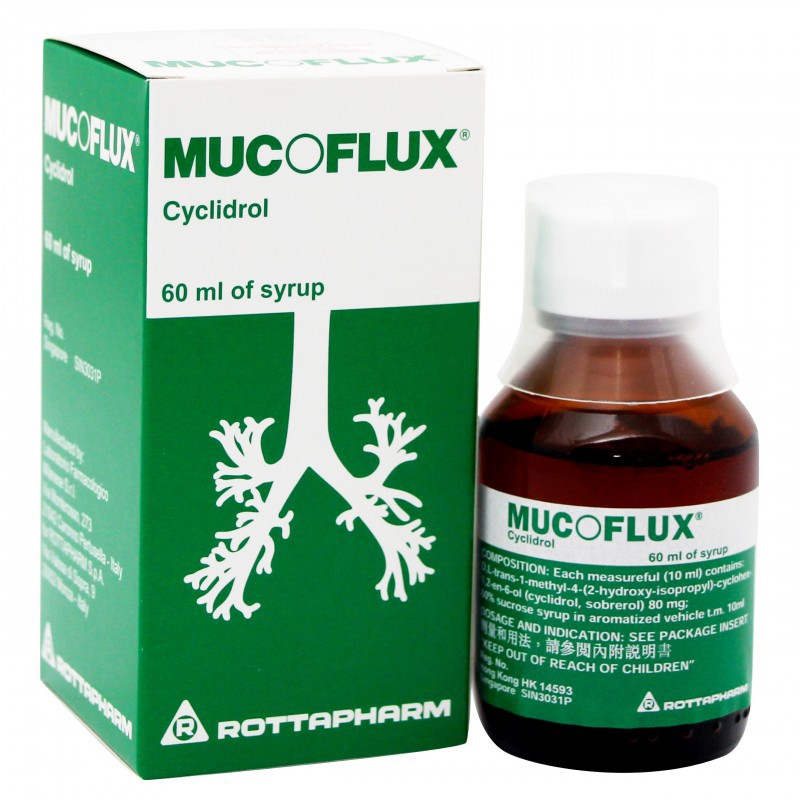 Mucoflux Syrup 60ml For Chesty Cough and Itchy Throat Made in Italy