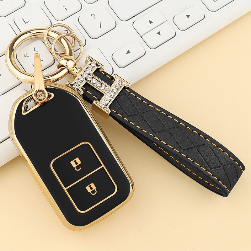 thumbnail image 2 of Matte Black Carbon Fiber Look Silicone Key Fob Case Cover For Honda Civic, Accord, CR-V, HR-V, Odyssey, Pilot 2 of 4