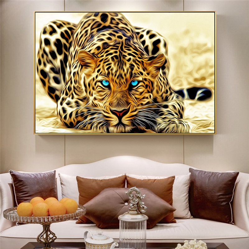 Posters and golden cheetah prints, modern animals, decorative wall ...