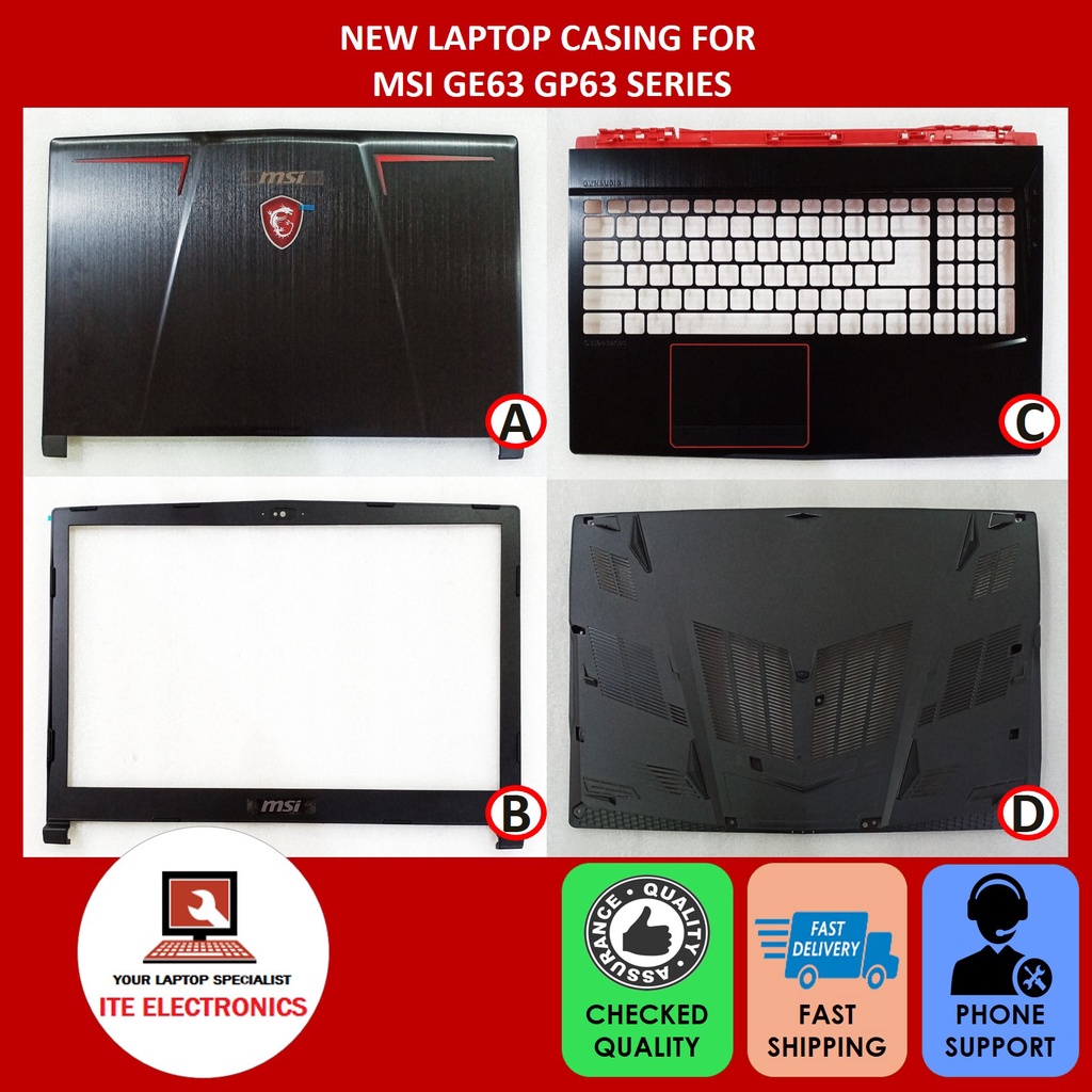 NEW MSI GE63 8SF 8SG 8SE MS-16P5 MS-16P7 GP63 SERIES FRONT CASING A ...