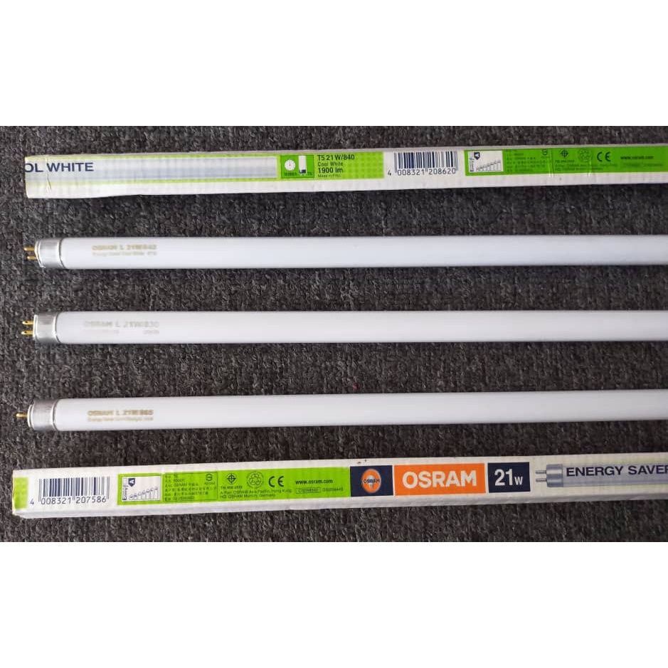 2 pcs Osram T5 21W/830/840/865 HE Slim 3ft Fluorescent Tube | Shopee ...