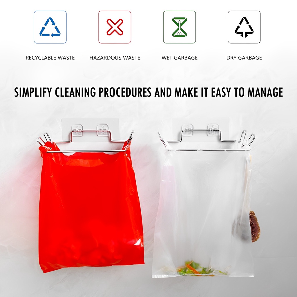 Stainless Steel Hanging Garbage Bag Holder / Multifunctional Wall