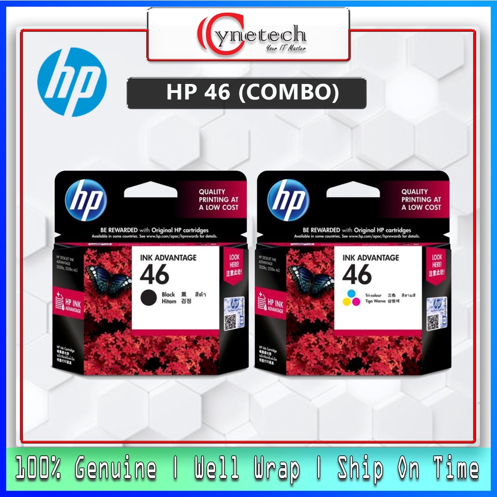 HP 46 Black Original Ink Advantage Cartridge (CZ637AA ) | HP 46 Tri ...