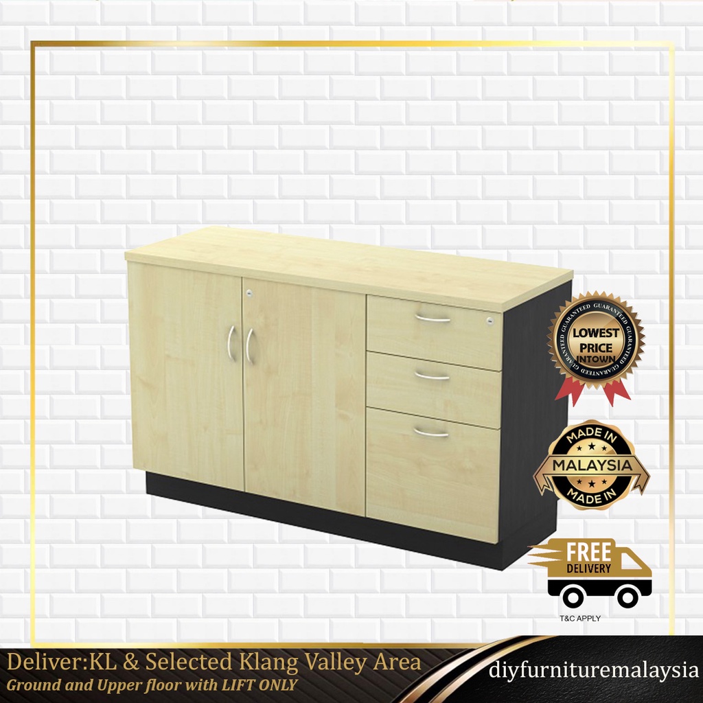 Low Office with Swinging Door + Fixed 2D1F Pedestal Rak Pejabat Office