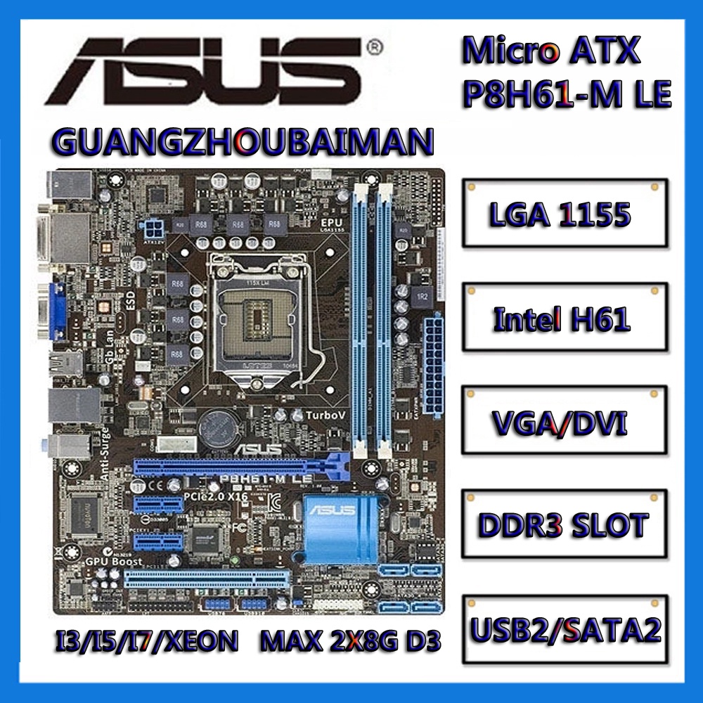 ASUS P8H61-M LE/USB3/LX/LX2/LX3 plus 2.0 / PRO H61 LGA 1155 Motherboard ...