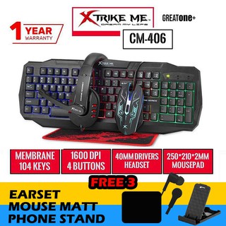 Xtrike Me Gaming Keyboard, Headset, Mouse and Mouse Pad Set CM-406