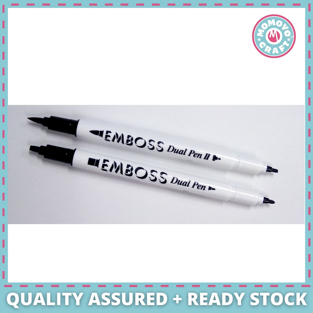 Tsukineko Embossing Pen Dual Brush Tip (Real Black , Clear) Shopee Malaysia