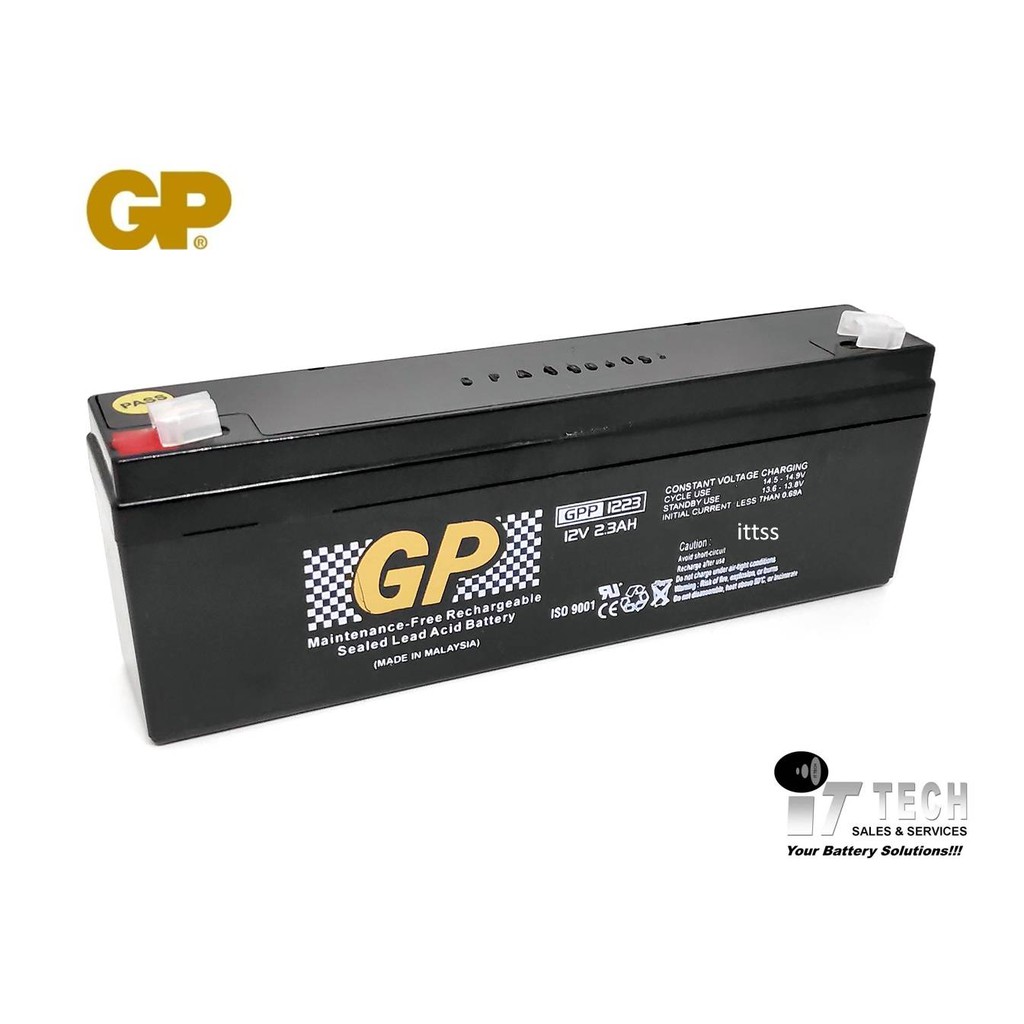 Premium Gp 12v 2 3ah Rechargeable Sealed Lead Acid Battery Shopee Malaysia