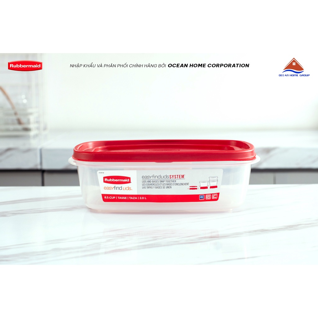 Rubbermaid USA red lid plastic food container size 2L | Shopee Malaysia