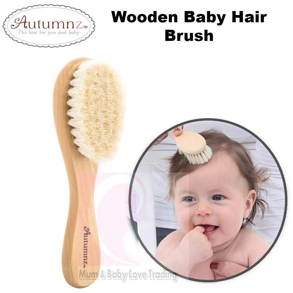 Autumnz Wooden Baby Hair Brush, Baby Comb Sikat Rambut Baby Lembut ...