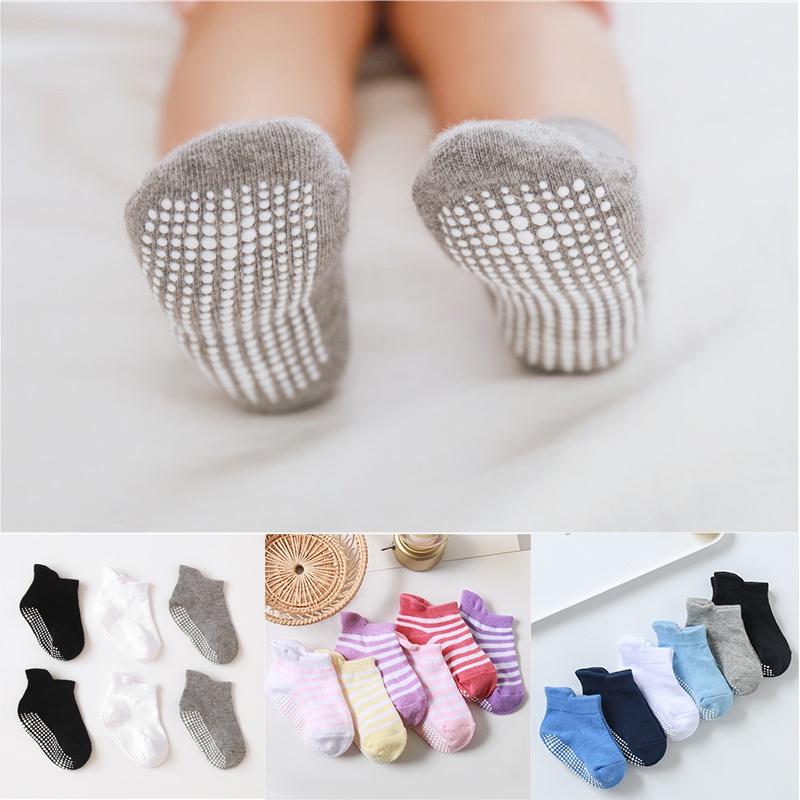 5 Pairs Toddler Non Slip Socks with Grips Baby Socks for Kids