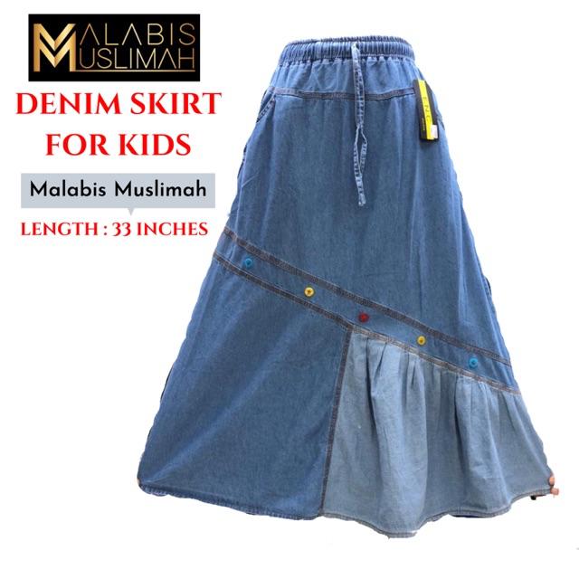 Skirt Jeans Labuh Murah DENIM SKIRT JEANS FOR MUSLIMAH KIDS SKIRT