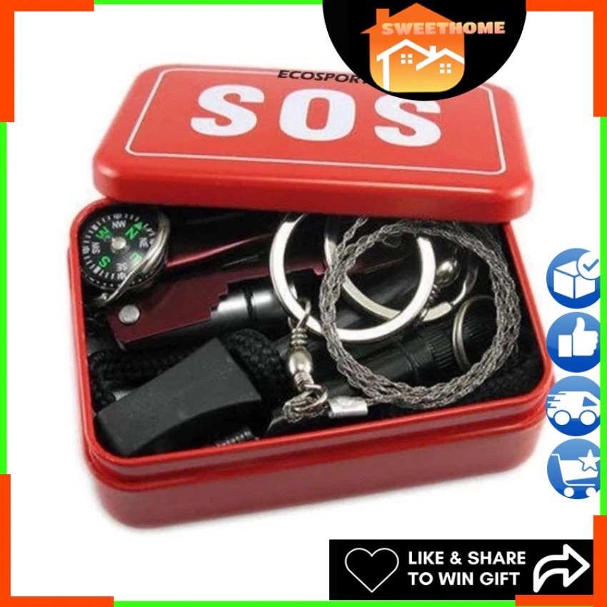Self-Help Outdoor Survival Gear Kit – Camping, Hiking, Emergency Tools In Box Set