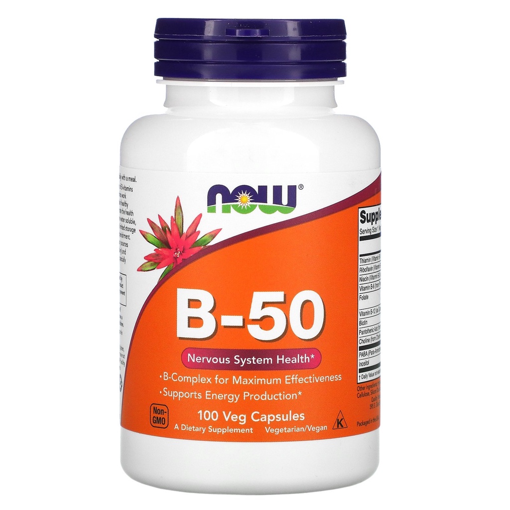 Now Foods B-50 100 Veg Capsules - Nervous System Metabolism Energy B ...