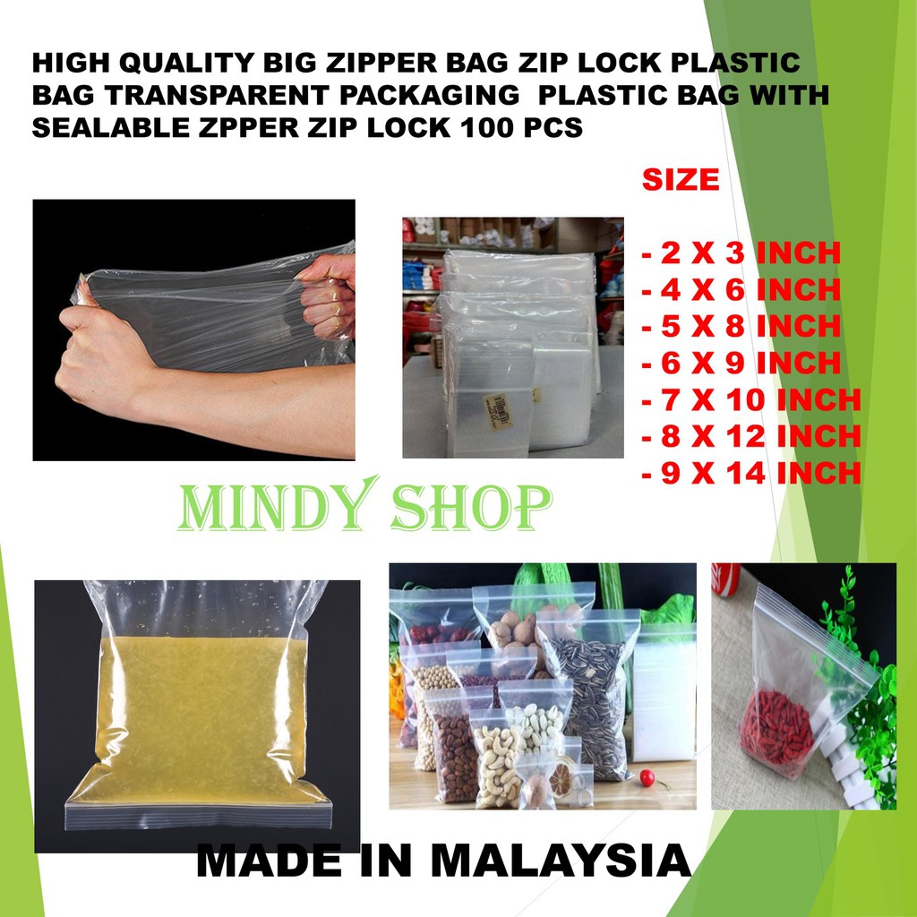 100PCS 9" X 14" THICK TRANSPARENT PACKAGING PLASTIC ZIPPER BAG WITH ZIP LOCK / ZIPPER BAG / ZIP / 9X14 ZIPPER LOCK BAG