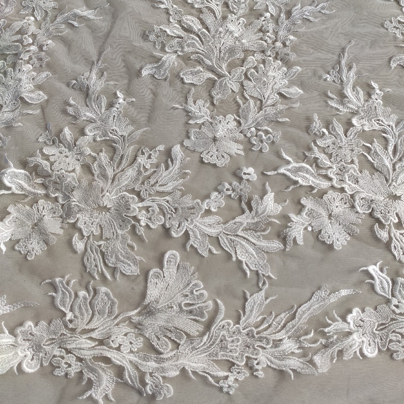 Embroidered lace clearance fabric