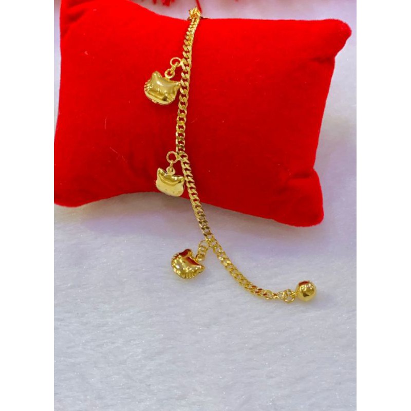 🔥🔥24K Gold Plated Kids Bracelet Gelang Kikir Hello Kitty budak🔥🔥