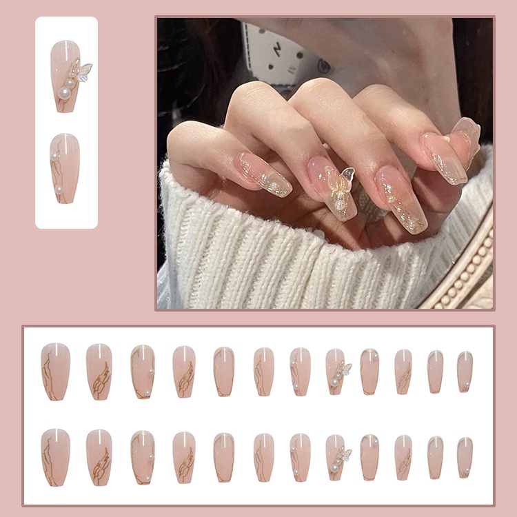 【24pcs】3D Rhinestone Fake Nails, Fake Nails with Personalized Stone ...