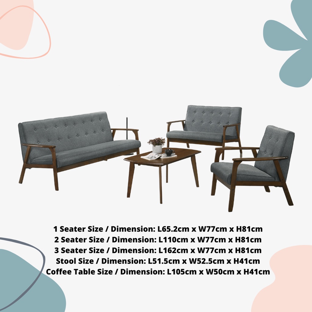 SHIRO 1+2+3+Coffee Table Sofa / Sofa Set with free kopi meja / 1 2 3