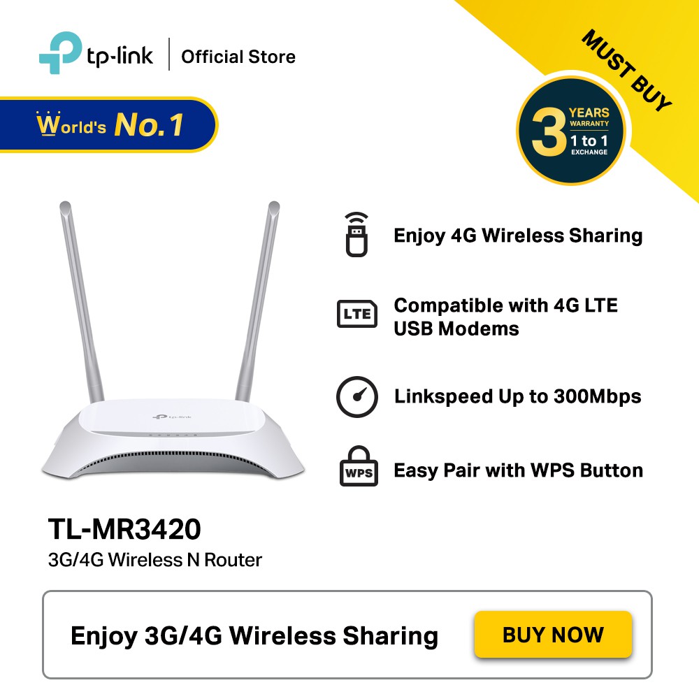 TP-Link 3G/4G TL-MR3420 Broadband 300Mbps LTE Wireless N Router ...