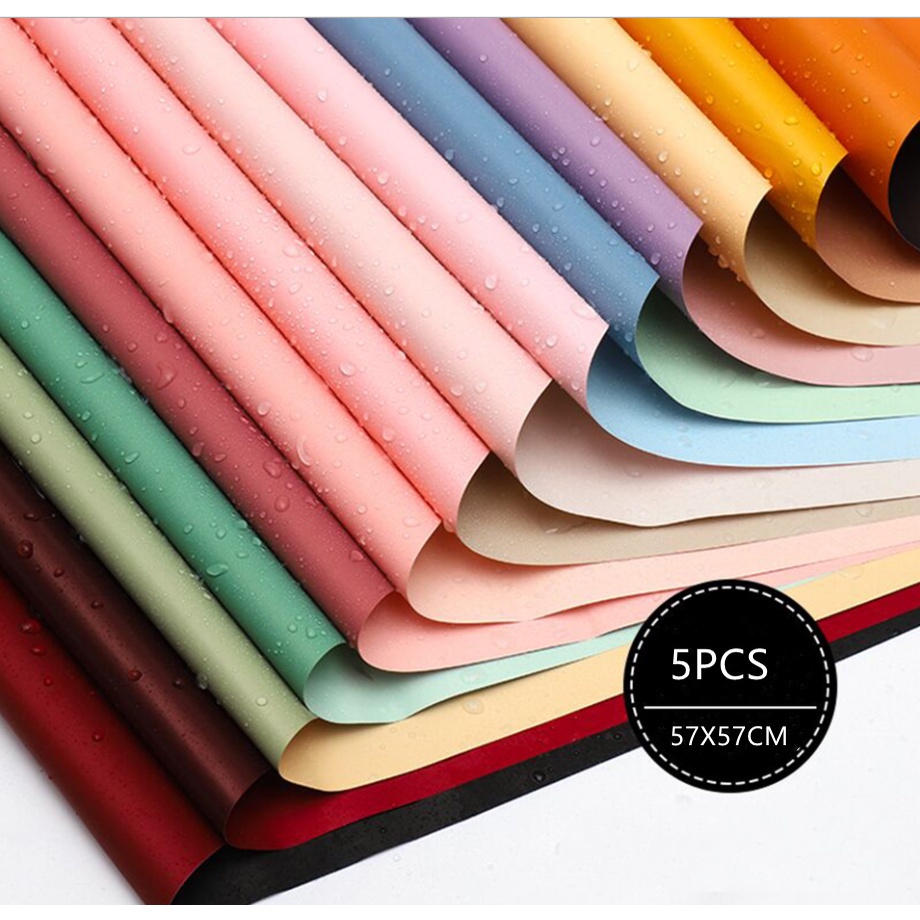 5 PCS Korean 2 Tone Gold Two-color Thick Waterproof Bouquet Wrapping ...