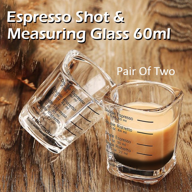 BCnmviku Espresso Shot Glass 150ML/5OZ Triple Pitcher Barista Single  Spouts