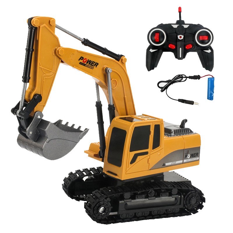 6 Channel 1:24 Remote Control Alloy Excavator Rechargeable Toy RC ...