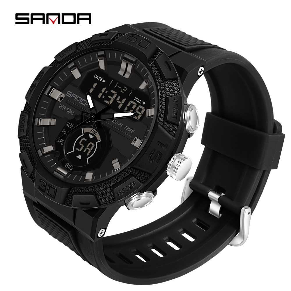 SANDA Men's Multisport Watch Dual Display Luminous LED Digital Watch ...