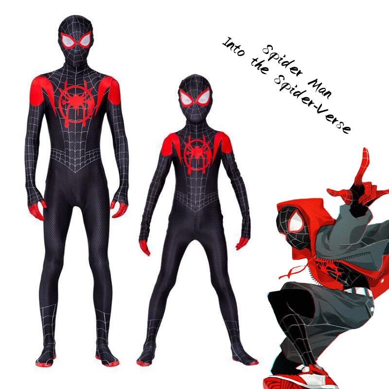 Kids Spiderman Cosplay Costume Boys Into The Spider-Verse Miles - Foto 3