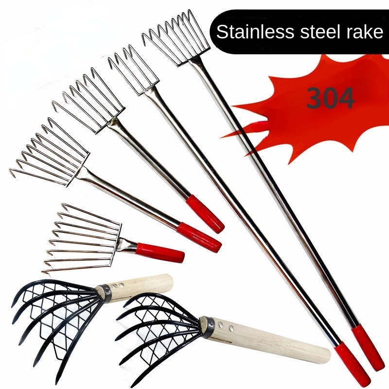 Stainless steel rake seaside digging clams oysters clams pick up snail ...