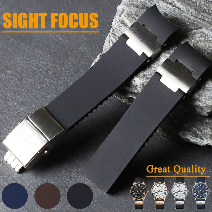 22mm Curved End Waterproof Silicone Rubber Replacement Watch Bands For Ulysse Nardin Watch Straps 263 DIVER and MARINE Bracelets for Athens Watch