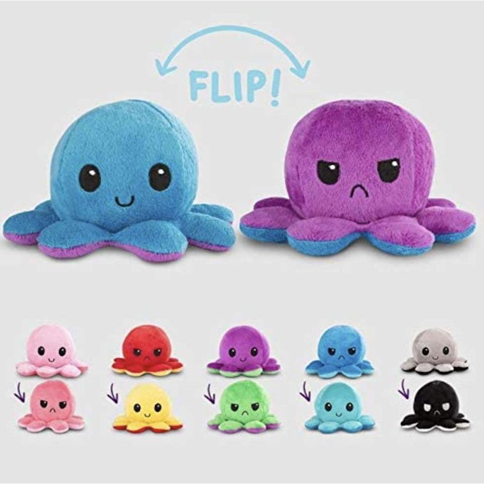 🌟Reversible Flip Stuffed Octopus Plush Doll Soft Simulation Double ...