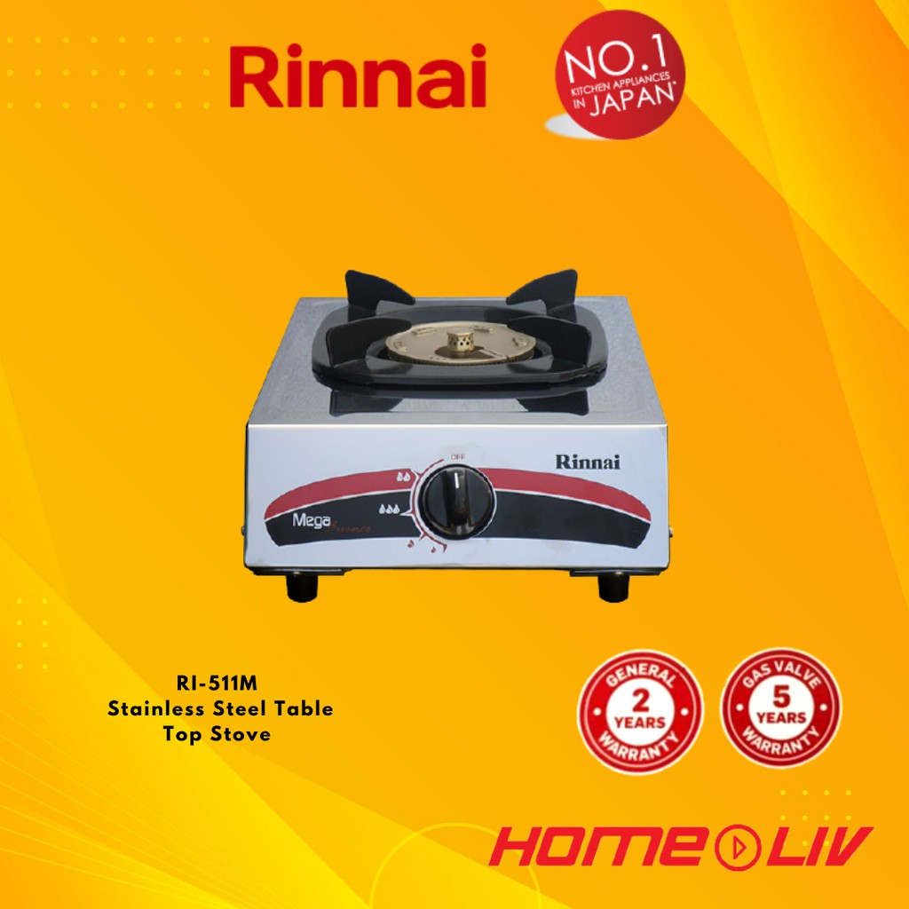 RINNAI RI511M SINGLE BURNER GAS STOVE GAS COOKER DAPUR GAS STAINLESS