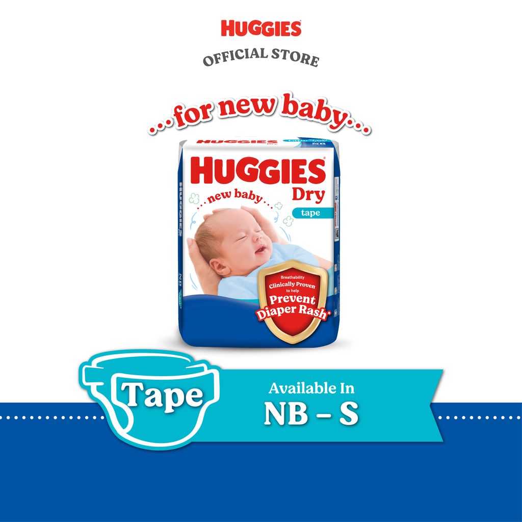 Huggies Dry Tape Diapers for Newborn Baby NB60 / S80 (1 Pack) Soft and Absorbent diaper