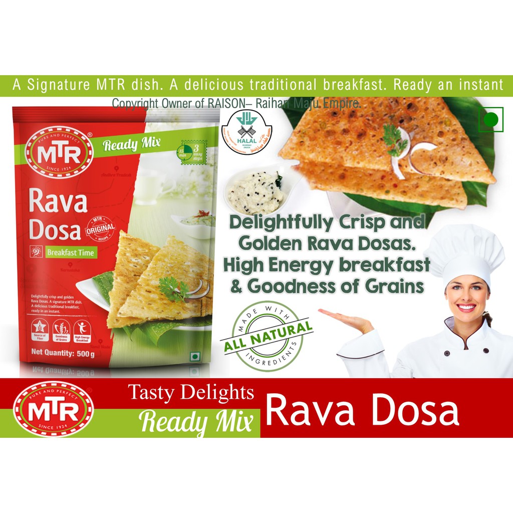 MTR RAVA DOSA 500gm- Delightfully Crisp and Golden Rava Dosas. High ...