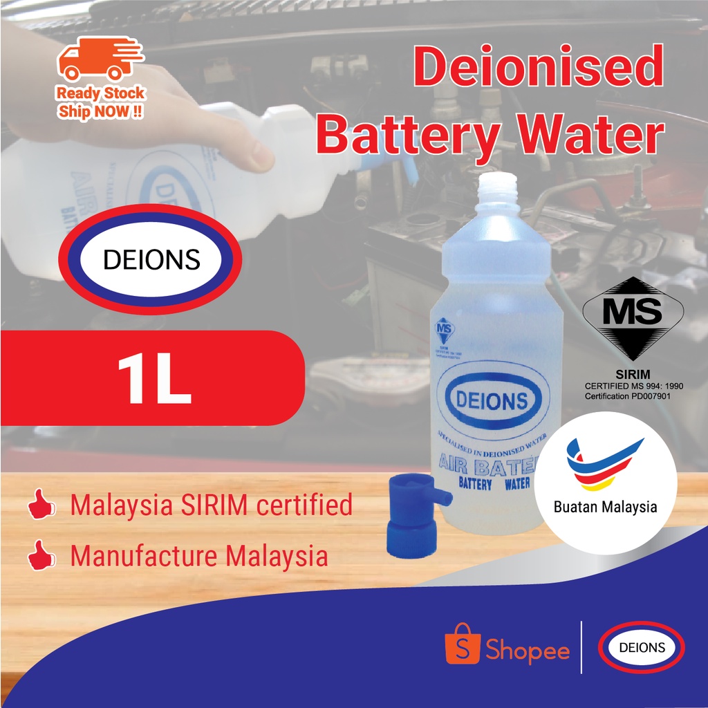 [Car Care Essential] Deions Deionised Battery Water (1L) 100 Pure