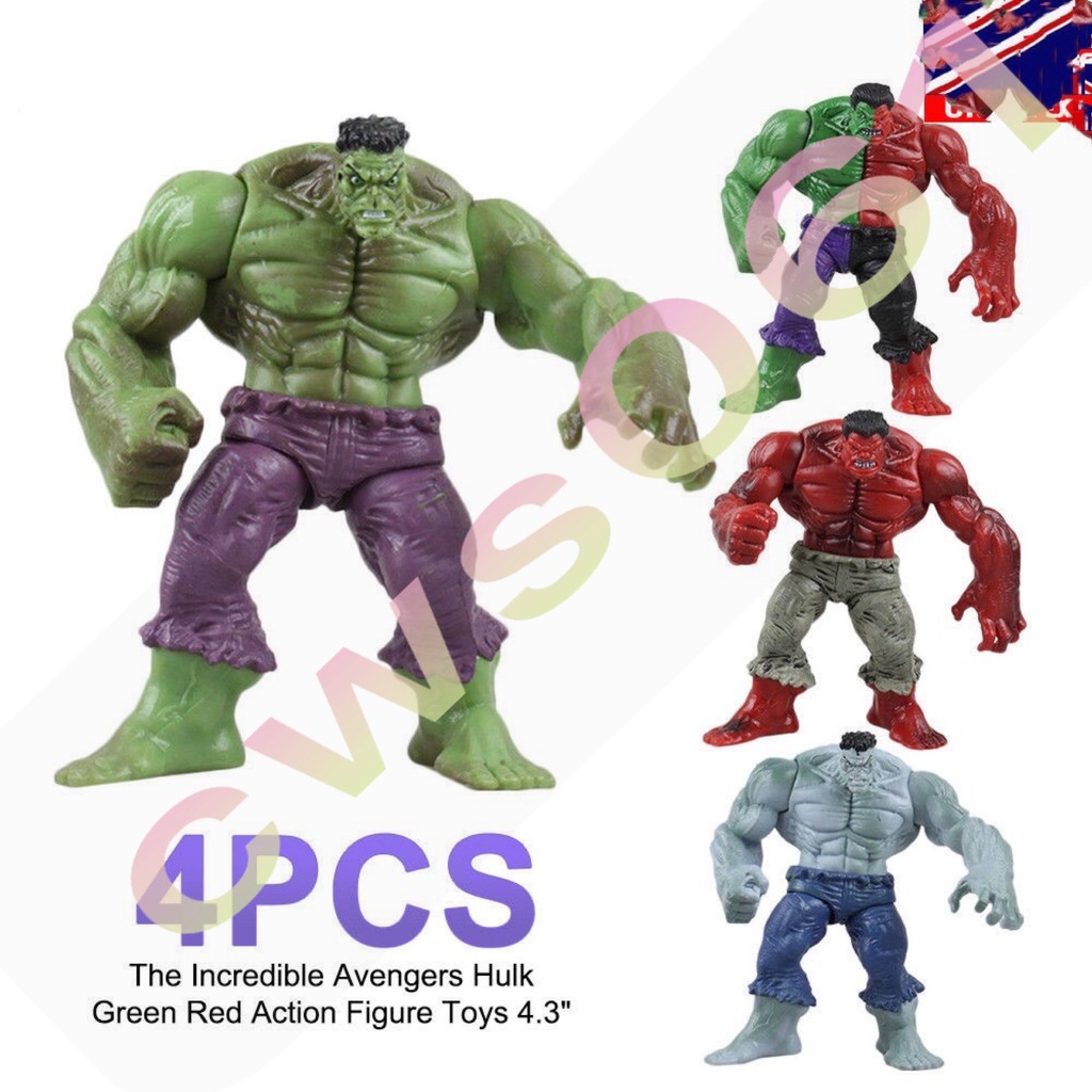 4pcs/set The Incredible Avengers Hulk Green Red Action Figure Toys  Marvel Toy