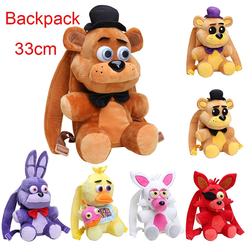 33CM fnaf Five Nights At Freddy's backpack Freddy Fazbear Foxy bonnie chica  plush bag toys for kids