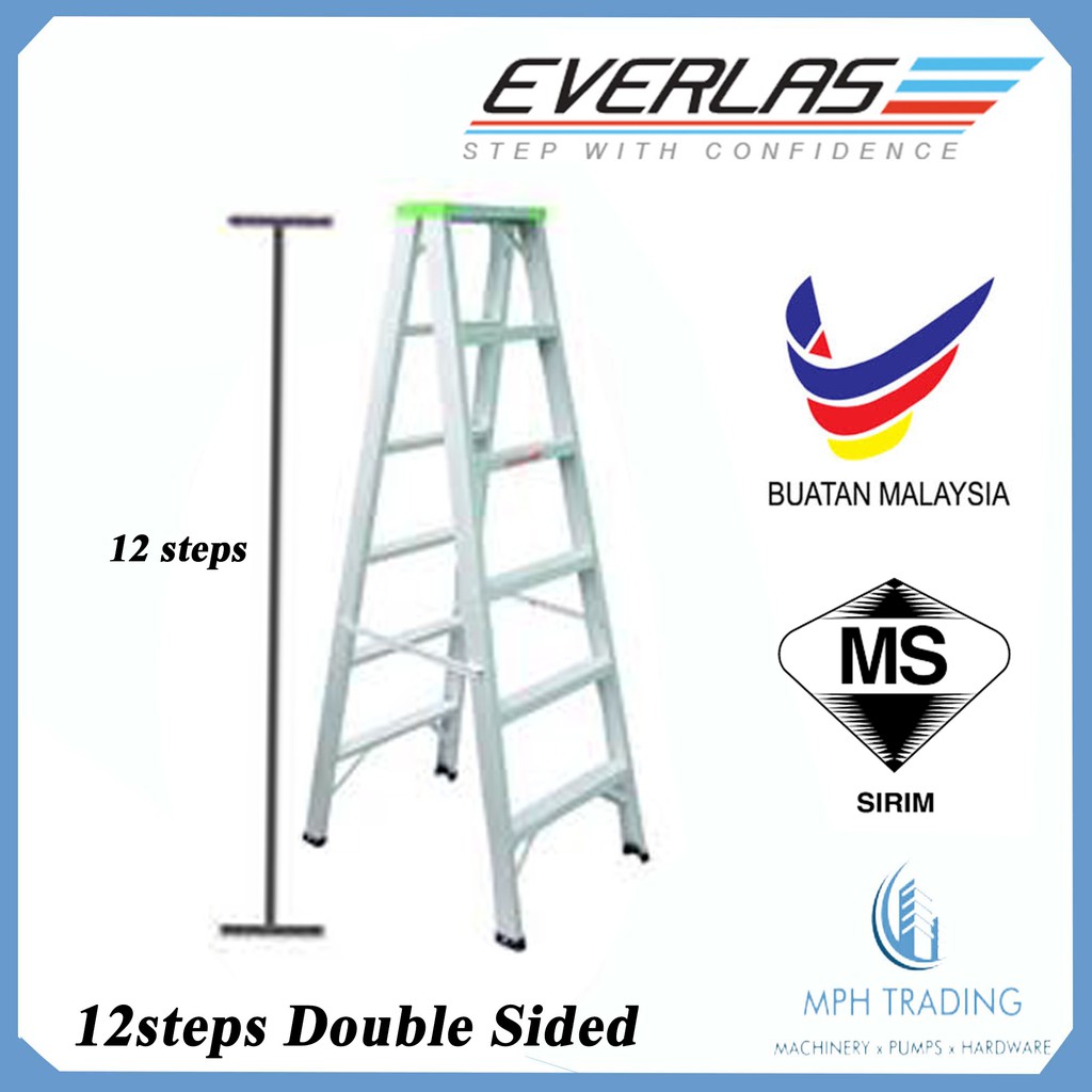 Everlas DS12 12 Steps High Quality Double Sided Aluminium Ladder ...