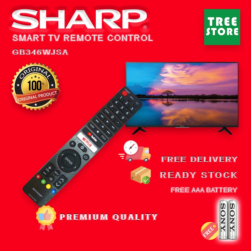 ORIGINAL Sharp Smart TV Remote Control Controller Youtube Netflix