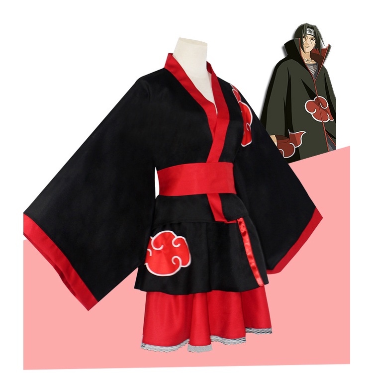 Adult Womens Naruto Anime Halloween Costume Cloud Kimono Cosplay Outfit  S-3XL